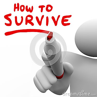 How to Survive Words Advice Learning Skills Knowledge Survival Stock Photo