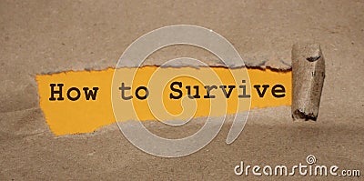 How to survive words written under torn paper. Surviving in crisis business concept Stock Photo