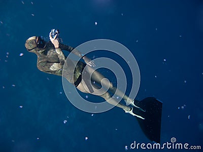 How to take freediving pictures Stock Photo