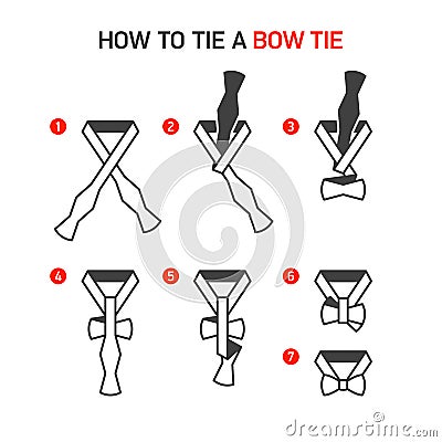 How to Tie a Bow Tie Vector Illustration