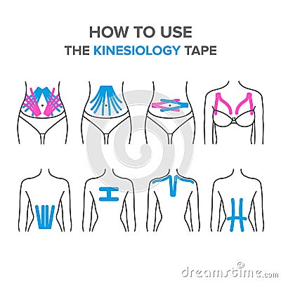 How to use the kinesio tape Vector Illustration