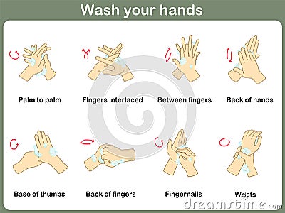 How to wash your hands Vector Illustration