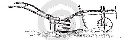 Howard plow harrow teeth with scavenger in the back, vintage engraving Vector Illustration