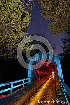 Bridge Light Painted Stock Photo