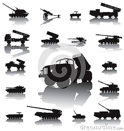 Artillery set Vector Illustration