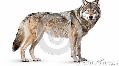 howling gray wolf isolated on white background. Generative Ai Stock Photo