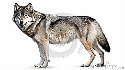 howling gray wolf isolated on white background. Generative Ai Stock Photo