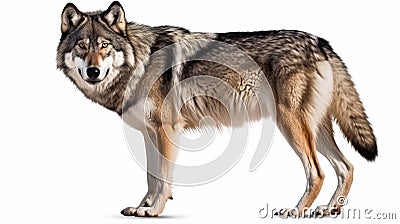 howling gray wolf isolated on white background. Generative Ai Stock Photo