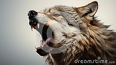 howling gray wolf isolated on white background. Generative AI Stock Photo