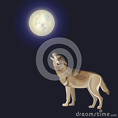 Howling gray wolf Vector Illustration