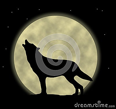 Howling Wolf Cartoon Illustration