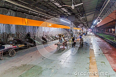 HOWRAH, INDIA - OCTOBER 27, 2016: Early morning view of Howrah Junction railway station in Indi Editorial Stock Photo