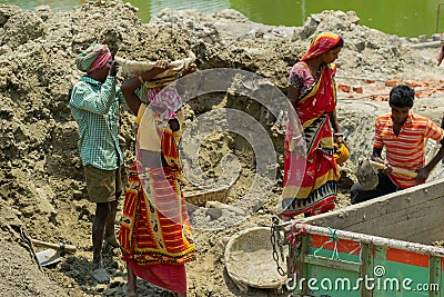 Indian male and female workers Editorial Stock Photo