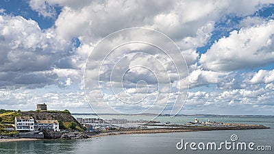 Howth marina and Martello Tower, popular tourist attraction, Dublin Stock Photo