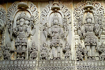 Hoysaleshwara Hindu temple , Halebid Stock Photo