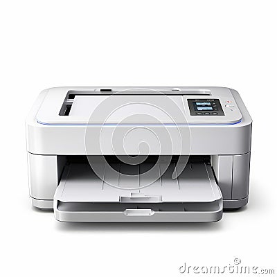 Classic Japanese Style Scanner With Printer: White And Silver Design Stock Photo