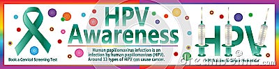 HPV awareness 3 dose vaccine banner Vector Illustration