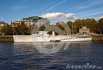 HQS Wellington moored - London Editorial Stock Photo