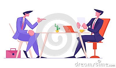 Hr Department Employee Reading Candidate Resume for Interview and Work Employment. Negotiation Vector Illustration