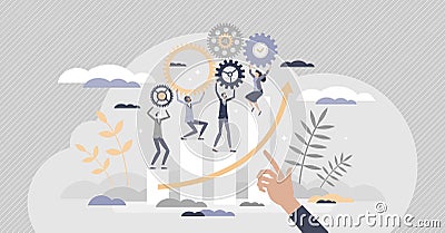 HR Employee performance evaluation and work improvement tiny person concept Vector Illustration