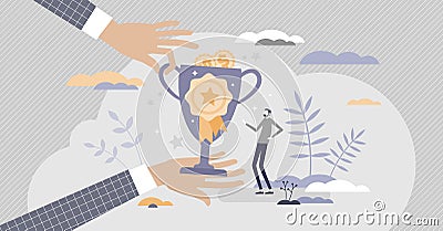 HR employee rewards with money bonus for good results tiny person concept Vector Illustration