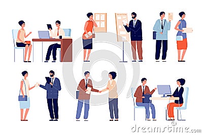 Hr employer interview. Business team and office worker. Seekers with cv application and recruitment service. Lawyer Vector Illustration