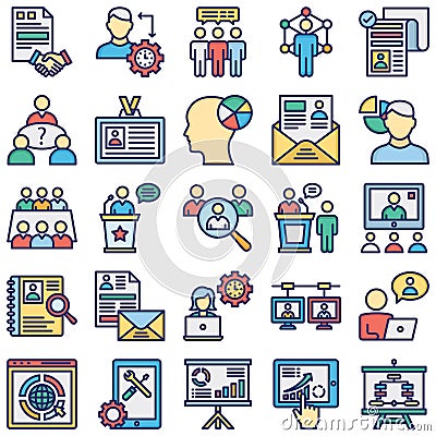 HR Management Vector Icons Set every single icon can be easily modified or edited Vector Illustration