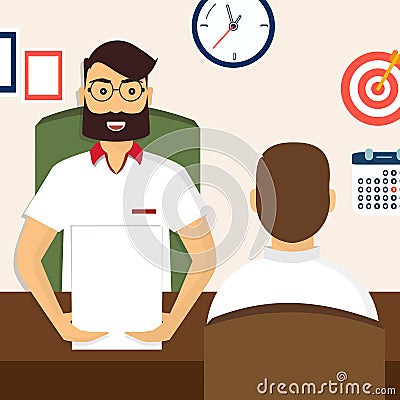 HR recruitment. Interview with the candidate positions. Job Vector Illustration