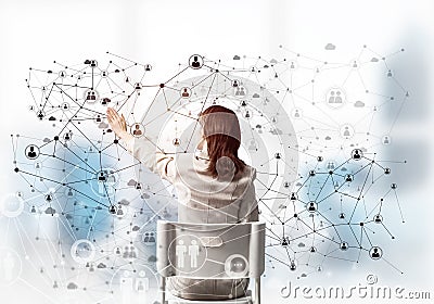 HR specialist managing abstract social network Stock Photo