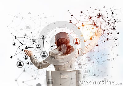 HR specialist managing abstract social network Stock Photo