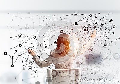 HR specialist managing abstract social network Stock Photo