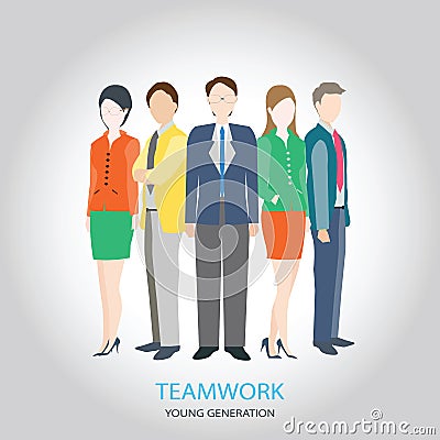 HR teamwork workforce team time and staff , young generation. Vector Illustration