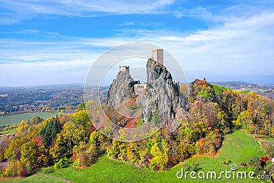 Hrad Trosky in sunny autumn day, Czechia Stock Photo