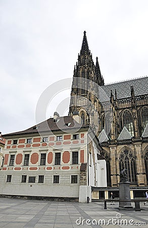 Hradcany courtyard Historic Buildings from Prague in Czech Republic Stock Photo