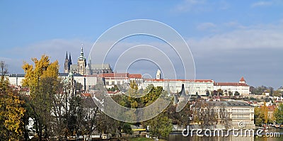 Hradcany - Prague castle and cathedral of St Vitus Stock Photo