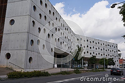 Hradec Kralove, Czech Republic - July 22, 2023 - The Research Library. Modern interior with round windows Editorial Stock Photo