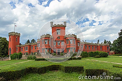 Hradek u Nechanic, Czech Republic - July 10, 2020. The Czech romantic chateau built as a residence of the house of Editorial Stock Photo