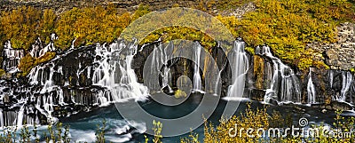 Hraunfossar waterfall in Iceland. Autumn colorful landscape Stock Photo