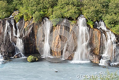 Hraunfossar waterfalls, Western Iceland Stock Photo