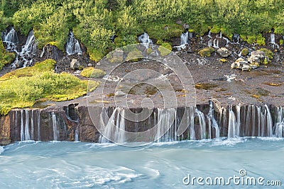 Hraunfossar waterfalls, Western Iceland Stock Photo