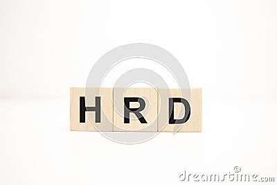 hrd concept on wooden cubes. Business concept Stock Photo