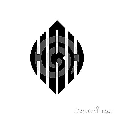 HRH circle letter logo design with circle and ellipse shape. HRH ellipse letters with typographic style. The three initials form a Vector Illustration