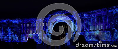 Hristmas colorful light show at the Palace Square Editorial Stock Photo