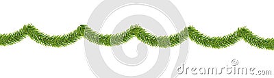 Ð¡hristmas garland decoration Fluffy green pine tree Vector Illustration