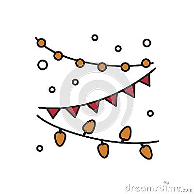 Ð¡hristmas garland icon on white background Vector Illustration