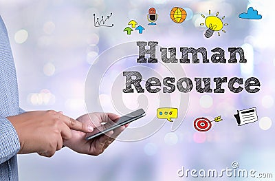 HRM Human Resource Management Strategy Planning Working HRM man Stock Photo