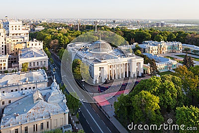 Hrushevskyi street with Verkhovna Rada building Editorial Stock Photo