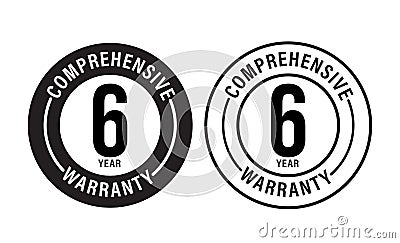 Abstract. 6 year comprehensive warranty vector icon Vector Illustration