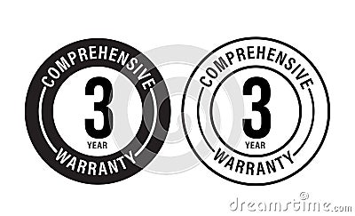 Full Warranty abstract. 3 year comprehensive warranty vector icon set Vector Illustration