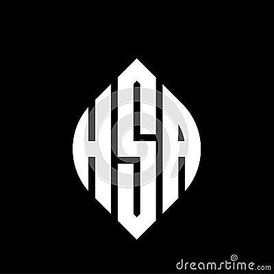 HSA circle letter logo design with circle and ellipse shape. HSA ellipse letters with typographic style. The three initials form a Vector Illustration